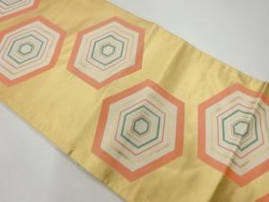 リサイクル　重ね亀甲模様織出し名古屋帯（松葉仕立て）